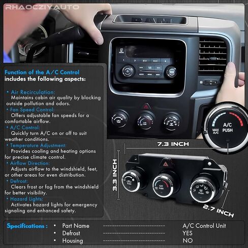 68268190AA AC Heater Climate Control Unit Heat Defrost with Housing Panel Fit for RAM 1500 3500 2013-2018 Air Conditioning Temperature Controls Module Replace# 68186217AD, 68236776AB, 68239170AA/AB in Saudi Arabia