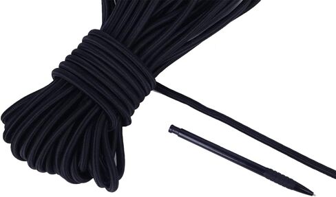 Thickened 0.3" Bungee Shock Cord, Elastic Kayak Stretch String Shock Cords Rope with Hooks for Kayak Boat Camping Accessories Indoor&Outdoor Activities (65.60 Ft Rope + 40 Hooks) in Saudi Arabia