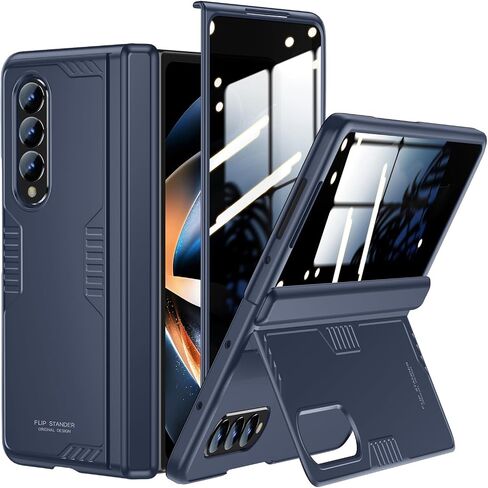 حافظة رفيعة لهاتف Galaxy z-Fold-4: واقي شاشة للخصوصية، مسند مخفي، شحن لاسلكي، تصميم رفيع لمحترفي الأعمال، غطاء هاتف لهاتف Samsung zfold 4 5G 2022 أسود in Kuwait
