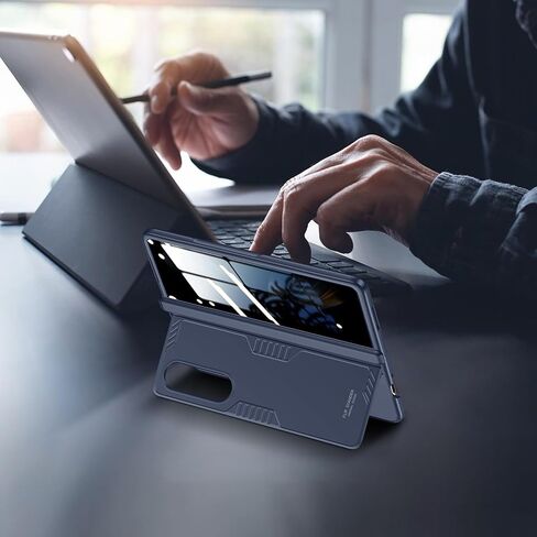 حافظة رفيعة لهاتف Galaxy z-Fold-4: واقي شاشة للخصوصية، مسند مخفي، شحن لاسلكي، تصميم رفيع لمحترفي الأعمال، غطاء هاتف لهاتف Samsung zfold 4 5G 2022 أسود in Kuwait