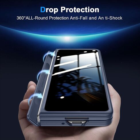 حافظة رفيعة لهاتف Galaxy z-Fold-4: واقي شاشة للخصوصية، مسند مخفي، شحن لاسلكي، تصميم رفيع لمحترفي الأعمال، غطاء هاتف لهاتف Samsung zfold 4 5G 2022 أسود in Kuwait
