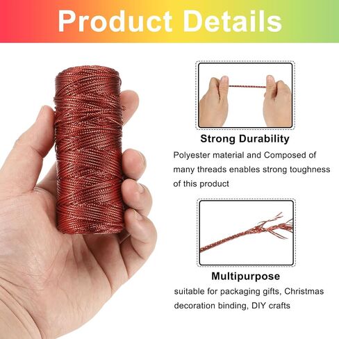 MECCANIXITY 110Yard/328Feet 1.5mm Black Twine String, Glitter Twine Ropes Gift Wrapping Cord Thread for DIY Crafting Packing Party Home Decoration in Saudi Arabia