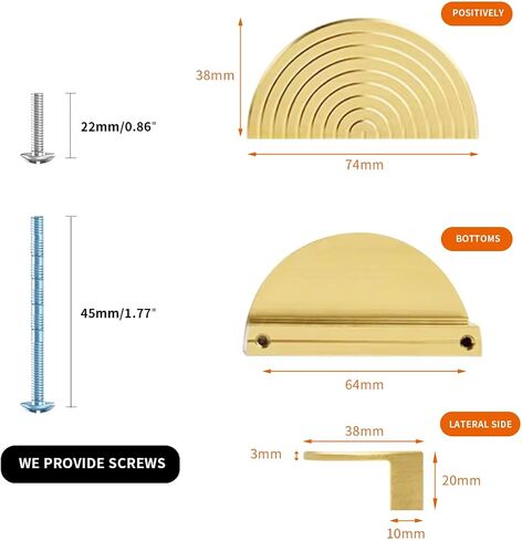 Brass Cabinet pulls Brushed Drawer pulls Modern Gold Cabinet pulls Cabinet Handles Drawer Handles for Dresser Closet (2Pack-5.7inch Polygon) in Saudi Arabia