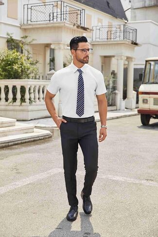 COOFANDY Mens Short Sleeve Dress Shirt Wrinkle Free Button Down Shirts Formal Business Shirt in Saudi Arabia