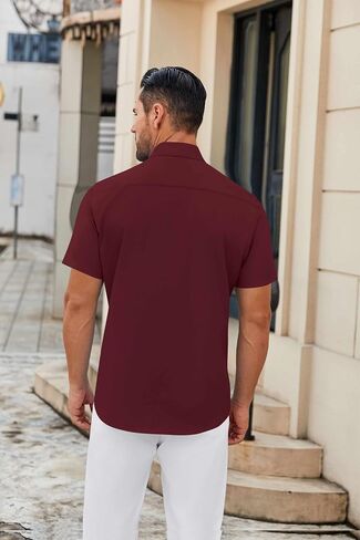 COOFANDY Mens Short Sleeve Dress Shirt Wrinkle Free Button Down Shirts Formal Business Shirt in Saudi Arabia