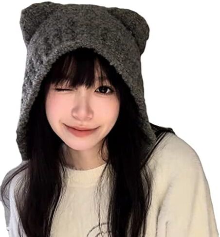 Fairy Grunge Beanie Y2K Bear Ears Hat Crochet Slouchy Hat Winter Warm Knitted Alt Headwear Accessories in Kuwait