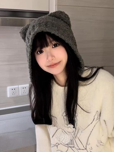 Fairy Grunge Beanie Y2K Bear Ears Hat Crochet Slouchy Hat Winter Warm Knitted Alt Headwear Accessories in Kuwait