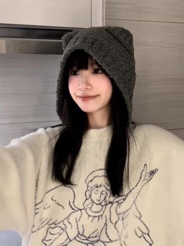 Fairy Grunge Beanie Y2K Bear Ears Hat Crochet Slouchy Hat Winter Warm Knitted Alt Headwear Accessories in Kuwait