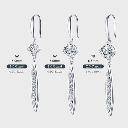Earrings for Women, Anniversary Birthday Gifts for Wife Girlfriend, 1-2 Carat Moissanite Earrings, Anniversary Jewelry Present for Wife, Birthday Christmas Valentines Gifts in Saudi Arabia