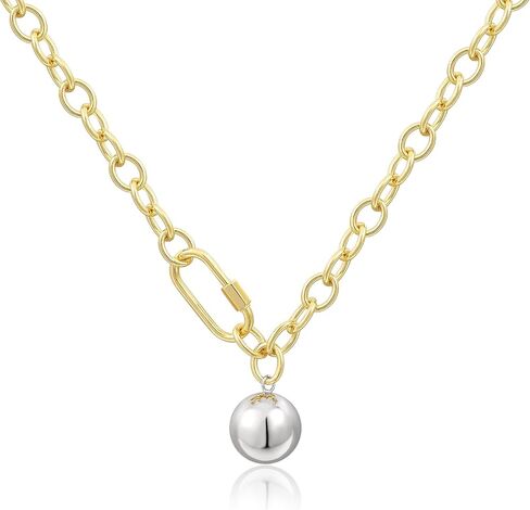 KissYan Gold Beaded Necklace for Women, 14K Gold Plated Chunky Big Ball Beads Chain Choker Necklace Statement Fashion Jewelry Gifts in Kuwait