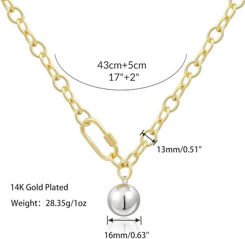 KissYan Gold Beaded Necklace for Women, 14K Gold Plated Chunky Big Ball Beads Chain Choker Necklace Statement Fashion Jewelry Gifts in Kuwait