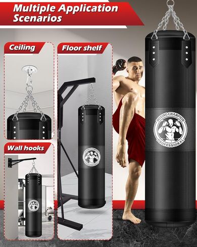 Punching Bag for Adults, 4FT Oxford Heavy Boxing Bag, Hanging Punching Bag with Hand Wraps Chains, Kicking Bag Boxing Equipment for Boxing Karate Kickboxing Home Gym(Unfilled) in Kuwait