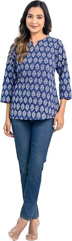 Meyali Short Tops for Women | Office & Casual Blouse Tops | Trendy Cotton Top for Girls | Womens Tunic Top in Saudi Arabia