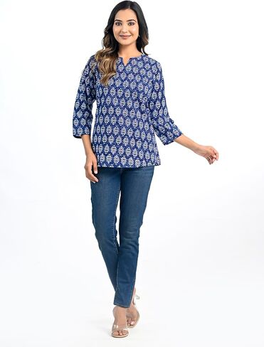 Meyali Short Tops for Women | Office & Casual Blouse Tops | Trendy Cotton Top for Girls | Womens Tunic Top in Saudi Arabia