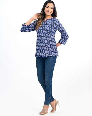 Meyali Short Tops for Women | Office & Casual Blouse Tops | Trendy Cotton Top for Girls | Womens Tunic Top in Saudi Arabia
