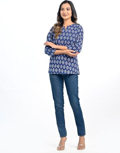 Meyali Short Tops for Women | Office & Casual Blouse Tops | Trendy Cotton Top for Girls | Womens Tunic Top in Saudi Arabia