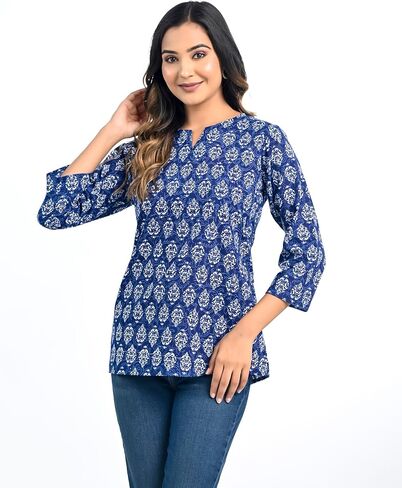 Meyali Short Tops for Women | Office & Casual Blouse Tops | Trendy Cotton Top for Girls | Womens Tunic Top in Saudi Arabia