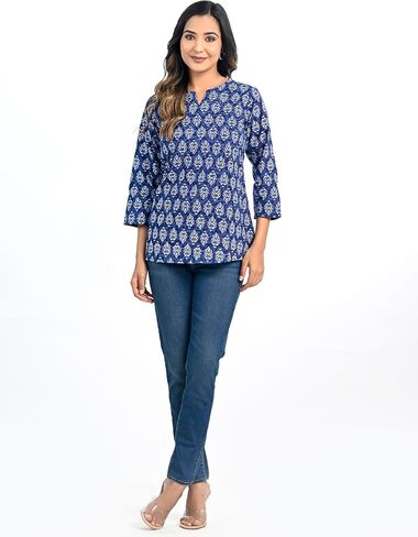 Meyali Short Tops for Women | Office & Casual Blouse Tops | Trendy Cotton Top for Girls | Womens Tunic Top in Saudi Arabia