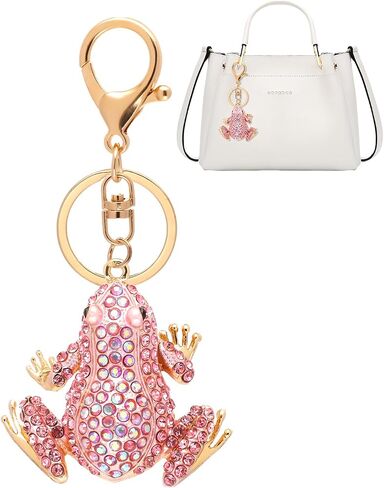 Frog Keychain Crystal Rhinestone Sparkling Keychain Cute Keychain Bag Pendant Handbag Purse Charm for Women Girls in Saudi Arabia