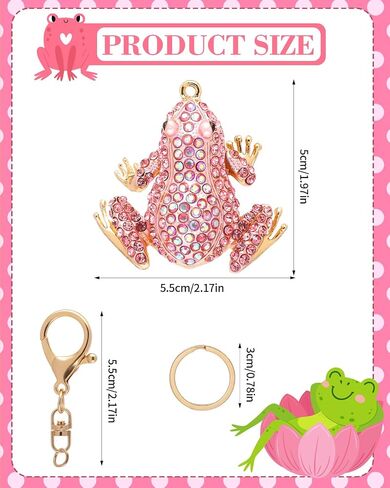 Frog Keychain Crystal Rhinestone Sparkling Keychain Cute Keychain Bag Pendant Handbag Purse Charm for Women Girls in Saudi Arabia