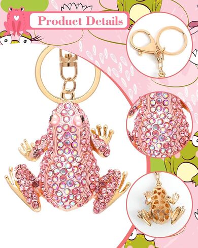 Frog Keychain Crystal Rhinestone Sparkling Keychain Cute Keychain Bag Pendant Handbag Purse Charm for Women Girls in Saudi Arabia