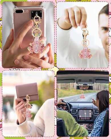 Frog Keychain Crystal Rhinestone Sparkling Keychain Cute Keychain Bag Pendant Handbag Purse Charm for Women Girls in Saudi Arabia