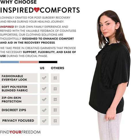 قميص Inspired Comforts النسائي للوصول إلى منفذ العلاج الكيميائي مع الكشكشة in Saudi Arabia