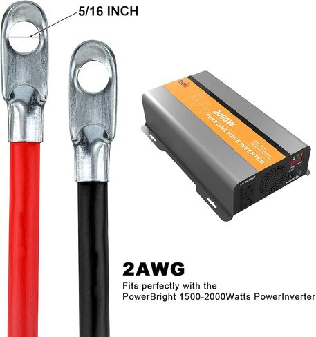 Dongjin 4 AWG Battery Inverter Cable 2FT, 4AWG Pure Copper Inverter Cables with M8 5/16'' Lugs Both Ends Power Inverter Wire Set for Automotive Solar Inverter Marine RV Car with Wrench Red and Black in Saudi Arabia