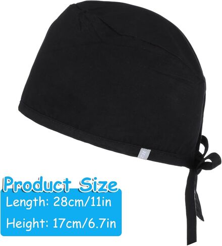 قبعة تنظيف ذات ربطة عنق سوداء، قبعة تنظيف للعمل مع عصابة رأس وربطة عنق مرنة للنساء والرجال in Kuwait