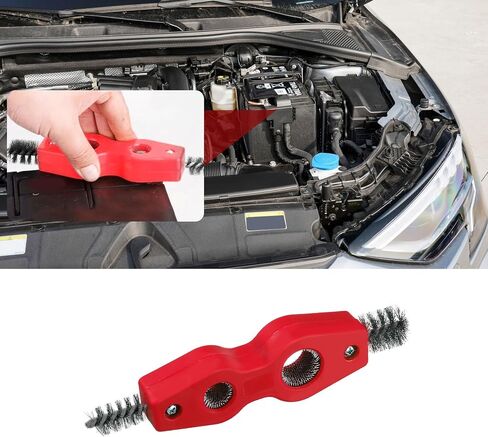 2Pcs Car Battery Terminal Cleaning Brush, 4 in 1 Anti-Rust Auto Battery Cleaner with Steel Wire, Anti-Rust Battery Terminals Machine Parts Cleaning Tool, Universal Car Accessories for Auto & Marine in Saudi Arabia