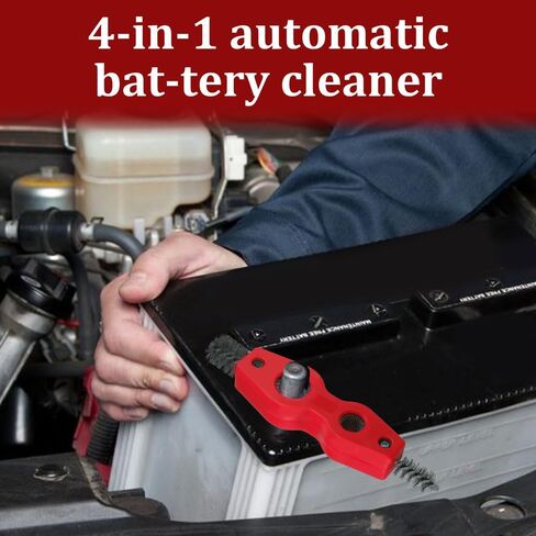 2Pcs Car Battery Terminal Cleaning Brush, 4 in 1 Anti-Rust Auto Battery Cleaner with Steel Wire, Anti-Rust Battery Terminals Machine Parts Cleaning Tool, Universal Car Accessories for Auto & Marine in Saudi Arabia