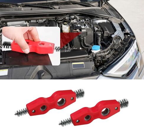 2Pcs Car Battery Terminal Cleaning Brush, 4 in 1 Anti-Rust Auto Battery Cleaner with Steel Wire, Anti-Rust Battery Terminals Machine Parts Cleaning Tool, Universal Car Accessories for Auto & Marine in Saudi Arabia
