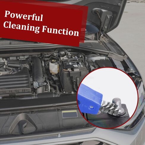 قطعتان من فرشاة تنظيف أطراف بطارية السيارة، منظف بطارية تلقائي 4 في 1 مضاد للصدأ مع سلك فولاذي، أداة تنظيف أجزاء الماكينات لأطراف البطارية المضادة للصدأ، ملحقات السيارة العالمية للسيارات والبحرية in Kuwait