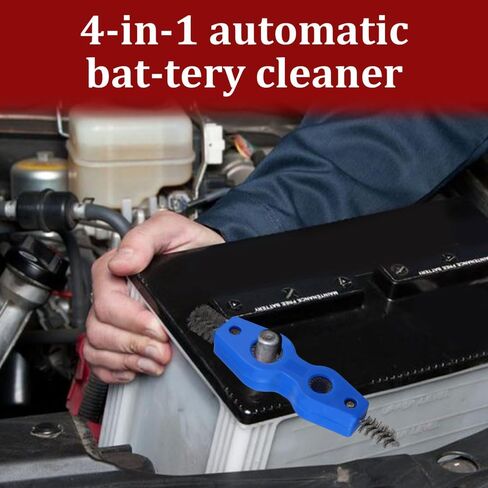 قطعتان من فرشاة تنظيف أطراف بطارية السيارة، منظف بطارية تلقائي 4 في 1 مضاد للصدأ مع سلك فولاذي، أداة تنظيف أجزاء الماكينات لأطراف البطارية المضادة للصدأ، ملحقات السيارة العالمية للسيارات والبحرية in Kuwait