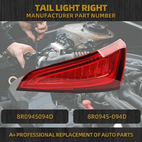 Dasbecan Right Tail Light Assembly Compatible With 2013 2014 2015 2016 Audi Q5 Rear Passenger Side LED Lamp Replaces# 8R0945094D Red Signal 4PIN in Saudi Arabia
