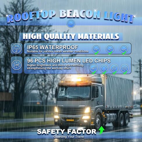 96-LED Rooftop Warning Beacon Light,7" Amber Magnetic Strobe Lights for Trucks,Emergency Flashing Lights for Vehicles,Caution Hazard Lights for 12V-24V Service Tractor Forklifts Snow Plow in Saudi Arabia