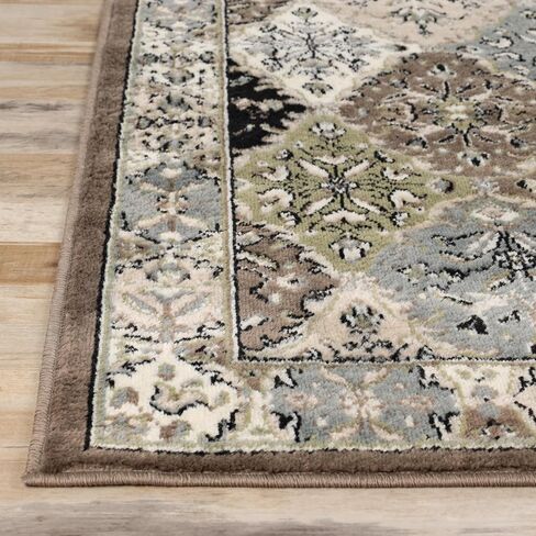 Superior Indoor Runner Rug, Jute Backed, Modern Rugs for Entryway, Hallway, Kitchen, Office, Bedroom, Living/Dining Room, Nursery, Artistic Neutral Damask, Paloma Collection, 2' 7" x 10', Chocolate in Saudi Arabia