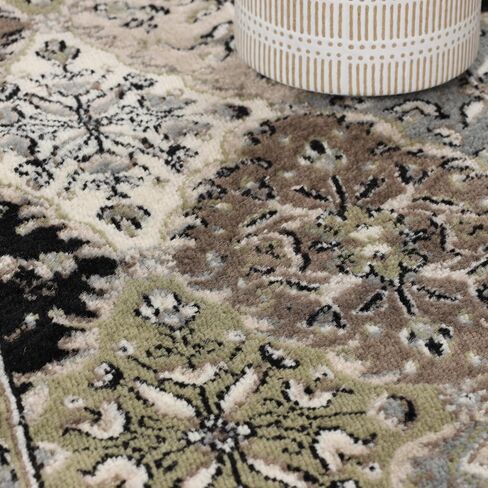 Superior Indoor Runner Rug, Jute Backed, Modern Rugs for Entryway, Hallway, Kitchen, Office, Bedroom, Living/Dining Room, Nursery, Artistic Neutral Damask, Paloma Collection, 2' 7" x 10', Chocolate in Saudi Arabia