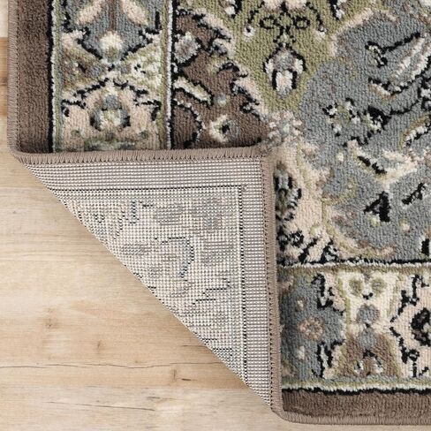 Superior Indoor Runner Rug, Jute Backed, Modern Rugs for Entryway, Hallway, Kitchen, Office, Bedroom, Living/Dining Room, Nursery, Artistic Neutral Damask, Paloma Collection, 2' 7" x 10', Chocolate in Saudi Arabia