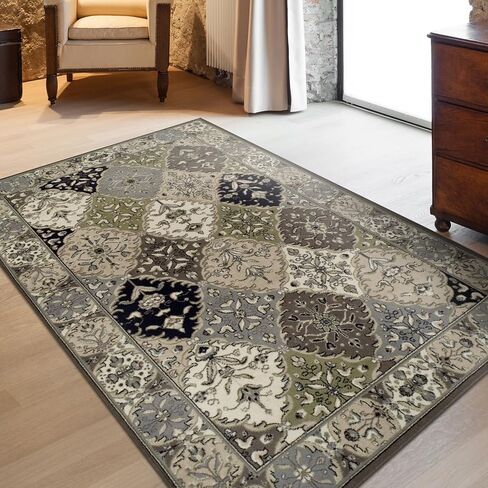 Superior Indoor Runner Rug, Jute Backed, Modern Rugs for Entryway, Hallway, Kitchen, Office, Bedroom, Living/Dining Room, Nursery, Artistic Neutral Damask, Paloma Collection, 2' 7" x 10', Chocolate in Saudi Arabia