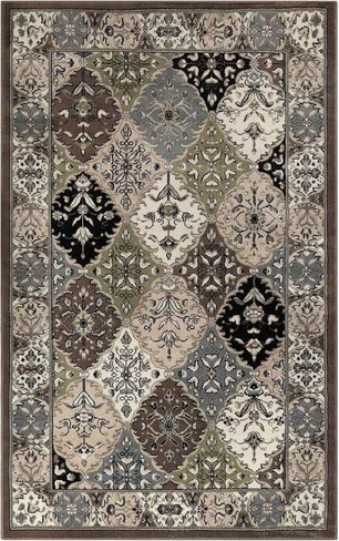 Superior Indoor Runner Rug, Jute Backed, Modern Rugs for Entryway, Hallway, Kitchen, Office, Bedroom, Living/Dining Room, Nursery, Artistic Neutral Damask, Paloma Collection, 2' 7" x 10', Chocolate in Saudi Arabia