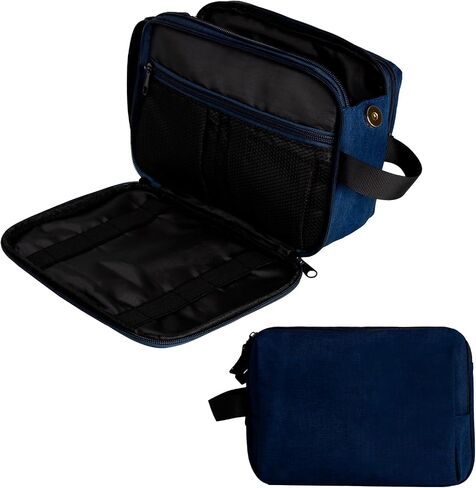 Travel Toiletry Bag for Men, Premium Dopp Kit Portable Small Organizer Bag for Traveling Men & Women, for Organizing Toiletries, Travel Essentials, Makeup Products, Bathroom Supplies, Black in Saudi Arabia