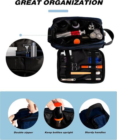 Travel Toiletry Bag for Men, Premium Dopp Kit Portable Small Organizer Bag for Traveling Men & Women, for Organizing Toiletries, Travel Essentials, Makeup Products, Bathroom Supplies, Black in Saudi Arabia