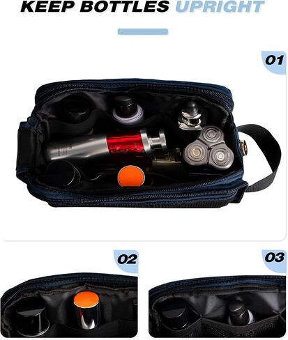 Travel Toiletry Bag for Men, Premium Dopp Kit Portable Small Organizer Bag for Traveling Men & Women, for Organizing Toiletries, Travel Essentials, Makeup Products, Bathroom Supplies, Black in Saudi Arabia