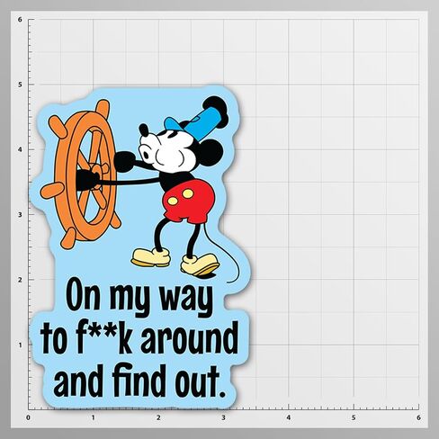 Steamboat Willie Mickey Mouse Sticker Decal | Funny Sarcastic Adult Humor | 10 Variations with Hilarious Sayings | 5" Sticker for Laptops, Cars, Water Bottles | Regrets & Sarcasm (OTWWMSSD-3) in Kuwait