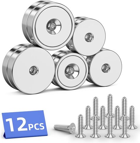 عبوتان من مغناطيسات كأس النيوديميوم، 110 رطل + مغناطيسات كأس الأرض النادرة مع فتحة ومسامير شديدة التحمل، مغناطيس مقاوم للماء على شكل قرص كبير مع فتحة للتركيب على الحائط، والباب، ومكان العمل، وفي الهواء الطلق in Kuwait