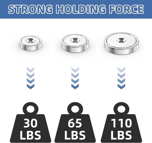 عبوتان من مغناطيسات كأس النيوديميوم، 110 رطل + مغناطيسات كأس الأرض النادرة مع فتحة ومسامير شديدة التحمل، مغناطيس مقاوم للماء على شكل قرص كبير مع فتحة للتركيب على الحائط، والباب، ومكان العمل، وفي الهواء الطلق in Kuwait