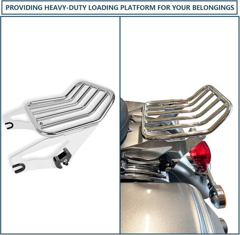 Detachable Two-Up Luggage Rack Mounting Rack Tour Pack Mount Compatible with 2009-2024 Harley Touring Road King Ultra CVO Limited Street Glide Road Glide Electra Glide Black in Kuwait