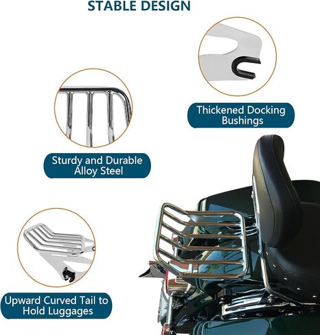 Detachable Two-Up Luggage Rack Mounting Rack Tour Pack Mount Compatible with 2009-2024 Harley Touring Road King Ultra CVO Limited Street Glide Road Glide Electra Glide Black in Kuwait