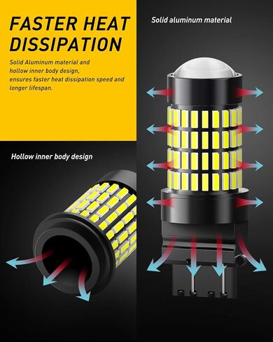 لمبة AUXITO 7440 7443 LED، شرائح 102-SMD 500% ساطعة 7441 7444 992 W21W LED لمبات مع جهاز عرض لإشارة الفرامل الخلفية الخلفية لأضواء وقوف السيارات، 6000K أبيض in Kuwait